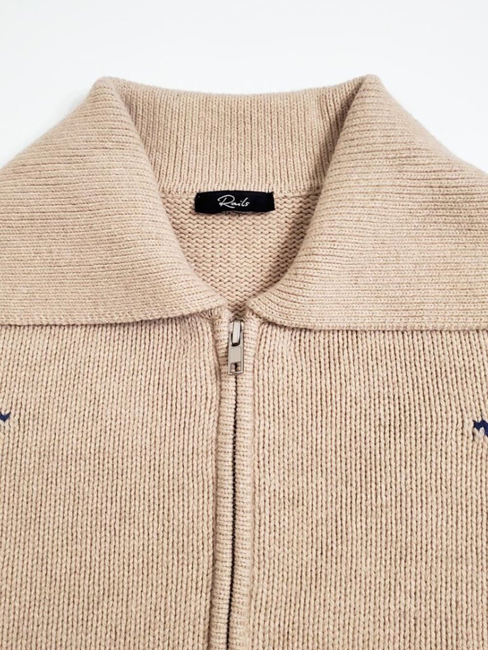 Rails Beige Zip Star Cardigan with Navy Stars - Picture 7 of 15